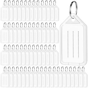 Ireer 400 Pcs White Plastic Key Tags Key Tags with Labels with Split Ring Holder Label Window Luggage Label Tags Key Ring Keychain for Graduation Back to School Supplies, White, Clear