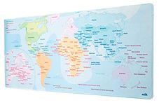 Grupo Erik World Map XXL Mouse Mat - Desk Pad - 31.5" x 13.78" Non-Slip Rubber Base Mouse Pad, Gaming Mouse Pad, Keyboard Mouse Mat - World Map Desk Mat