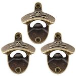 HAIICEN Skull Wall Mounted Bottle Opener Stainless, Old Fashioned Cooler Mounted Beer Cap Opener Crossbones for Man Cave Home Bar (3 PCS)