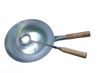 Diamond Steel Iron Wok with Ladle| Chinese Kadai for Noodles | Fried Rice Kadai with Strong Handle| Kadai for Home/Commercial/Restaurant use| 100% Pure Iron Deep Fry Pan (11 inch)