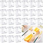 Flower Napkin Rings Acrylic Napkin Holder for Cloth Napkins Flower Bud Square Napkin Ring Clear Napkin Holders Bud Vase Combo for Wedding, Birthday Banquet Table Decor, 1.77 x 1.97 Inch(24 Pcs)