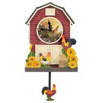 Farm Rooster Pendulum Rustic Floral 13 inch Resin Stone Wall and Tabletop Clock