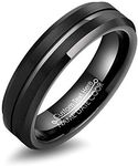 LerchPhi 6MM Black Mens Wedding Band Center Grooved Beveled Edge, Custom Engraved Tungsten Rings for Men, Promise Rings for Him and Her, Size 6.5