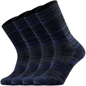 Ortis Men's Merino Wool Cushion Crew Socks with Moisture Wicking Control Light Weight Breathable for Outdoor Hiking Cycling(Navy Blue L)