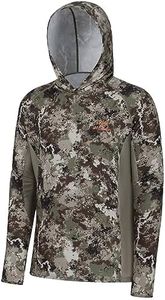 BASSDASH Men's UPF 50+ Lightweight Hunting Camo Hoodie Quick Dry Performance Long Sleeve Fishing Shirt with Hood FS30M, Grunge Camo, 4X-Large