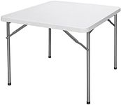 ZenStyle 3 ft Indoor Outdoor Heavy Duty Portable Plastic Folding Table, Square Card/ Utility Game Table for Puzzles Crafting Picnic Camping Dining Party, White