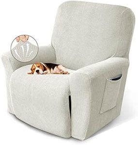 KEKUOU Recliner Chair Covers Lazy Boy Recliner Covers Stretch Couch Cover Slipcovers 1 Piece Furniture Protector with Elastic Bottom for Dog,Kids.(Recliner, Beige)