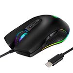 RGB LED Gaming Mice,3200 DPI,Wired USB C Port for Apple MacBook Pro 2017/2016,MacBook 14-Inch,Chromebook,Windows PC,Computer or Laptops with Type C Port (Matte Black)