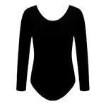 Shaposh Fashion® Girls Nylon Stretch Leotards Kids School PE Ballet Dance Gymnastics Long Sleeves Bodysuit Top (Black, 7-8 Years)