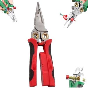 8 in 1 Wire Stripper with Voltage Tester, Upgrade Wire Strippers Pinzas De Electricidad, Multi-function Electric Wire Stripping Tool for Cutting and Pulling Pliers, Electrician Repair Tool (Red)