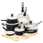 GreenPan CC002639-001 Rio Ceramic Cookware Set, 16pc, Black