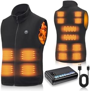 LQIKARL Heated Gilet Vest for Men Women with 27000mAh Power Pack 14 Heating Zones, Electric Fleece Gilet Jacket Heated Body Warmer 3 Adjustable Heating Level, Lightweight Winter Outdoor Clothing L