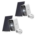 Solar Security Cameras Wireless Outdoor with Solar Panel, ieGeek 2 Pack 2K WiFi Wireless Camera for Home Security Surveillance, Motion Detection, 2-Way Talk, Works with Alexa, Color Night Vision