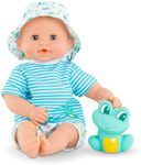 Corolle Marin Bebe Bath Boy Baby Doll - 12”/30cm, with Rubber Frog Toy, Safe for Water, Bathtub or Pool, Soft Body with Vanilla Scent, for Kids Ages 18 Months and up