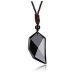 JOVIVI Black Obsidian Crystal Stone Healing Wolf Tooth Pendant Necklace Men Natural Gemstone Spiritual Amulet Lucky Protection Crystal Necklace Women Jewellery Gifts