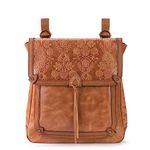 The Sak Women's Ventura Leather Convertible Backpack, Tobacco Floral Embossed Ii, One Size