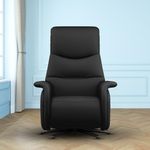 The Sleep Company Luxe Nebula Motorised Recliner Sofa | Recline & Rotate | Patented SmartGRID Technology | 1 Seater - Superior Seat Comfort | Leatherette Upholstery -Black | Free Installation