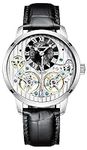 B BINGER Men's Automatic Watch Skeleton Ailang Series Wristwatch with Leather Band (Silver Black)