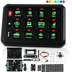 5.5" RGB 12 Gang Switch Panel,12V 24V Switch Panel with 3 Silicon Button,5-Level Brightness Touch Control Panel Boxl for Car Truck