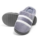 Unisex Warm Slipper Closed Toe Comfortable Indoor/Outdoor Soft Bottom Fur Sandal Flip Flop Slides for Men and Women(Grey UK-9)