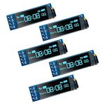 Hosyond 5 Pcs 0.91 Inch I2C IIC OLED Display Module OLED Screen DC 3.3V~5V Compatible with Arduino Raspberry PI (Blue Display Color)