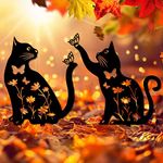 2 Pack Metal Cat Garden Decor, Metal Cat Decorative Garden Stakes, Metal Cat Outdoor Decor, Metal Animal Garden Stakes for Yard Garden Lawn Cat Lovers