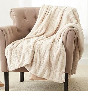 Amazon Brand – Pinzon Faux Fur Throw Blanket - 127 x 152 cm, Ivory