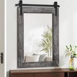 AAZZKANG Barn Door Rustic Mirror Large Wood Framed Wall Mirror 75x55cm Rectangle Bedroom Bathroom Farmhouse Vanity Mirror Vertical