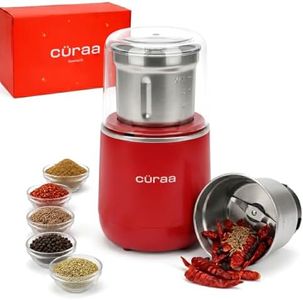 Cüraa AroMix Electric Spice Grinder by Chef Sanjyot Keer | 300W Copper Motor | Dry Spice, Coffee Bean & Herb Grinder | 2-Leaf Stainless Steel Blade | Detachable SS Jar | 300ml | 1 Year Warranty