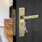 Dorset Texa Mortise Lock for Door - Both Side Key Cylinder, 60 mm | Texa Handle on Plate 8" - Lockset for Main Doors/Bedroom Doors | Antique Finish, 3 Keys - HLTEXPT