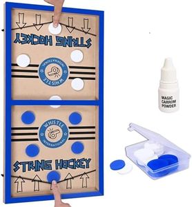 Whistle International 24 Professional Large Size Fast | Faster | Fastest Finger First String Hockey Sling Puck Indoor Board Games & Toys For Kids Children Adults & Family. (Blue)