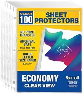 Samsill 100 Sheet Protectors, Standard Weight Clear Page Protectors for 3 Ring Binder, 1.97 MIL Thick Top Loading Document Protectors, Holds 10+ Sheets, Archival Safe/Acid Free, Box of 100