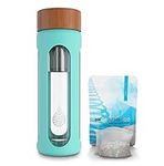 Invigorated Water pH Hydrate Glass Alkaline Water Bottle - Portable Alkaline Water Filter - Water Filter Bottle - Increase pH Reduce Fluoride Remove Heavy Metals & Chlorine - 13.5oz/400ml - Water Jug