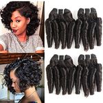 Molefi Brazilian Funmi Hair Loose Wave 4 Bundles Spiral Curl Hair Bundles Short Curly Weave 8 A Unprocessed Brazilian Human Hair Extensions 50g/PC Natural Color Full Head 8 8 8 inch)