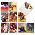 The Best Card Company Cowboys and Horses - 20 Assorted Boxed All Occasions Note Cards with Envelopes (4 x 5.12 Inch) - AM2823OCB-B2x10