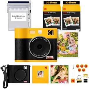 KODAK Mini Shot 3 ERA 4PASS 2-in-1 Instant Camera and Photo Printer (Yellow, Camera + Initial 8 Sheets + 60 Sheets + Accessories)