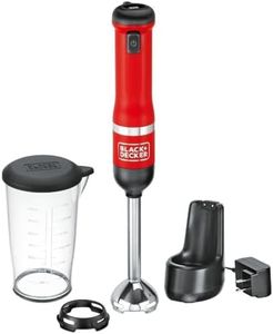 BLACK+DECKER Kitchen Wand Cordless Immersion Blender, Hand Blender with Charging Dock, Red (BCKM1011K06)