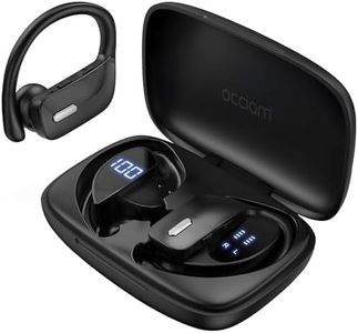 occiam Wireless Earbuds Bluetooth Headphones 48H Play Back Earphones in Ear Waterproof with Microphone LED Display for Sports Running Workout Black