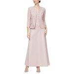 Alex Evenings Women's Two Piece Mother of The Bride Dress with Lace Jacket (Petite and Regular Sizes), Blush, 18 (Pack of 2)