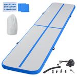 Inflatable Gymnastics Mat Tumble Track Gym Floor Mat 3M 4M 5M 6M Air Tumbling Training Track Thick 10cm with Electric Pump for Gymnastics Home Kids Tumble Training/Yoga/Water/Pilates (Blue, 5m/16ft)