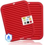 Anaeat 2 Pack Silicone Trivets for Hot Pots and Pans - Heat Resistant Real Silicone Hot Pads for Kitchen Counter, Multi-Purpose & Durable Trivet Mat for Hot Dishes, Jar Opener, Spoon Holder (Red)