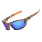 HCYCFY Polarized Sunglasses for Men Women Camo Frame Fishing Sports Glasses Outdoor Hunting UV Protection Sunglasses (Camo Frame/Blue Lens)