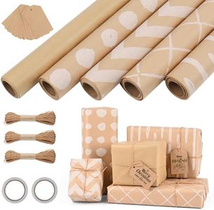 GuKKK Fogli di Carta da Regalo 300 * 43CM, 5 Rotoli Carta Regalo e 3 Rotoli di Nastro, Carta Regalo Bambini Uomini Femminili Regali, per Compleanno, Natale, Baby Shower, Feste, Regali Anniversari