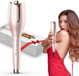 BUJIYI Automatic Hair Curler, Curling Iron 1 inch Large Rotating Barrel, 4 Temperature Options and 15 Seconds Fast Heating, Suitable for 6-25 inch Long Hair (Rose Gold)