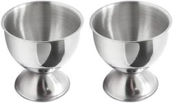 Qjaiune 2pcs Silver Egg Cups Stainless Steel Egg Holder, Soft Boiled & Hard Boiled Egg Tray Kitchen Gadgets Tools, 46mm x 48mm Small Egg Cup