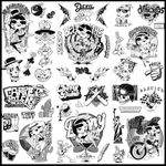 CHARLNET Vintage Cartoon Temporary Tattoos for Adults Women Men - 6 Sheets Large American Traditional Tattoo Stickers For Men Women Adult Body Art,Realistic,Waterproof