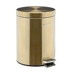 Navaris Gold Pedal Bin 5 Litre - 5L Bathroom Bin with Lid and Removable Inner Bucket for Bathrooms Toilet Kitchen Office or Bedroom - Metallic Gold