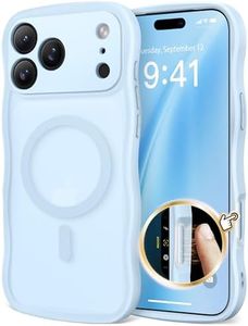 CAPRARO Magnetic for iPhone 17 Pro Case for Women Girls, Upgraded [Full Camera Protection] [Compatible with MagSafe] Cute Wave Translucent Matte Phone Case for iPhone 17 Pro, Light Blue