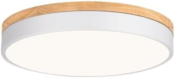 Yiisem Dimmable Wood LED Flush Mount Ceiling Light, 5CCT 2700K-6000K Modern Round Close to Ceiling Lighting Fixtures, Minimalist White Ceiling Lamp for Living Room, Bedroom, Laundry Room