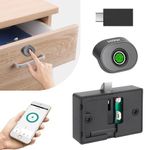 Bluetooth Fingerprint Cabinet Lock, Smart Biometric Cabinet Lock, Keyless Hidden File Drawer Wardrobe Lock, Child Safety Electric Fingerprint Lock, DIY Wooden Furniture Privacy Lock (Alloy Steel)